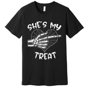 Shes My Treat Funny Halloween Matching Couple Boyfriend Premium T-Shirt