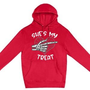 Shes My Treat Funny Halloween Matching Couple Boyfriend Premium Pullover Hoodie