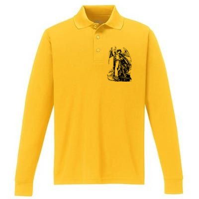 St Michael The Archangel Angel Performance Long Sleeve Polo