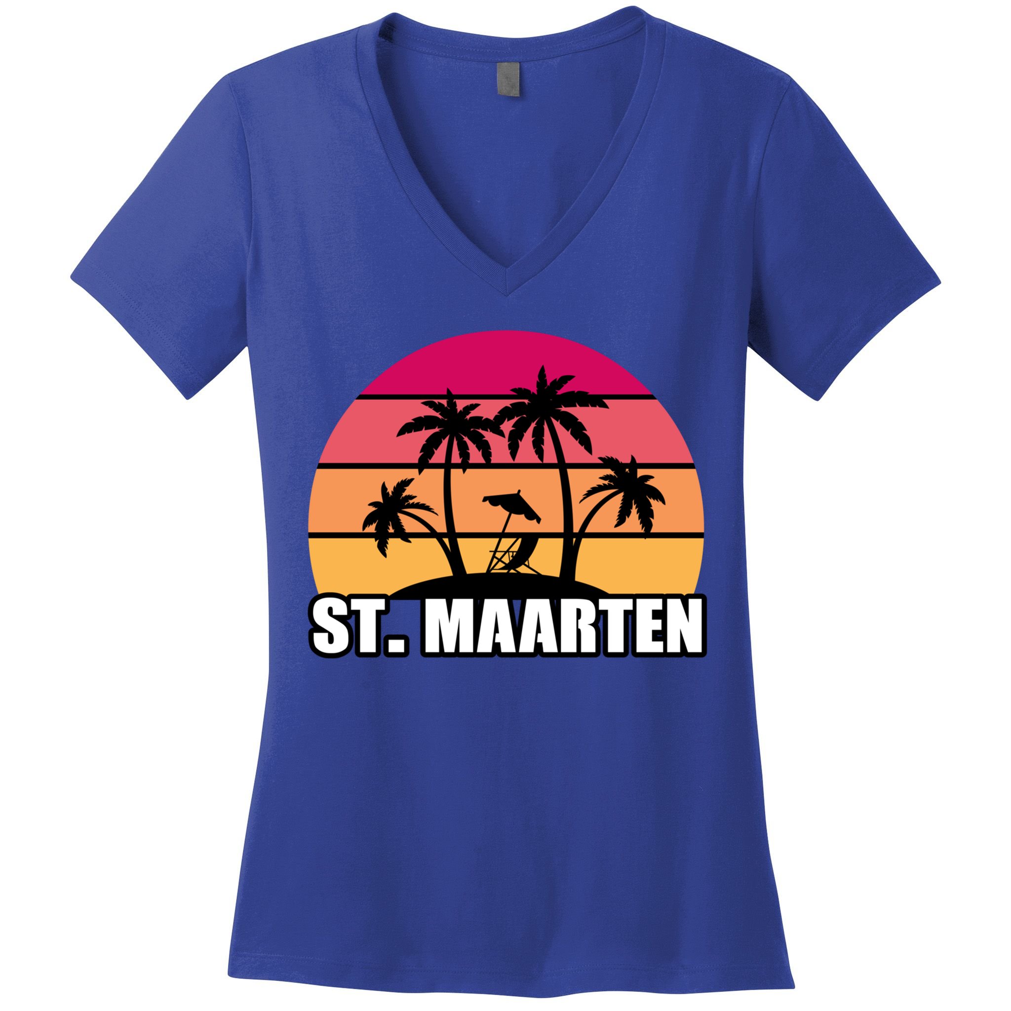 St Maarten Travel Vacation Souvenir Gift Women's V-Neck T-Shirt