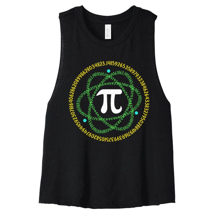 Science Math Teachers Atom Pi Symbol Apparel Pi Day Women's Racerback Cropped Tank