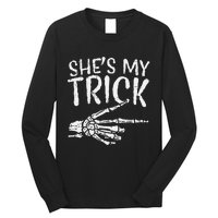 Shes My Trick Matching Couple Halloween Costume Boyfriend Long Sleeve Shirt