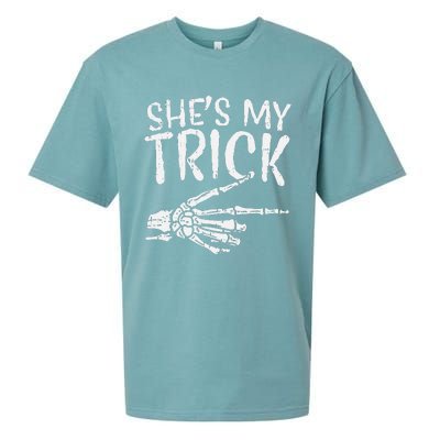 Shes My Trick Matching Couple Halloween Costume Boyfriend Sueded Cloud Jersey T-Shirt