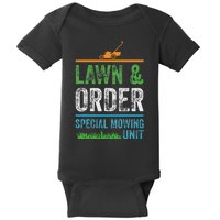 Special Mowing Unit Lawn & Order Lawn Mowers Baby Bodysuit