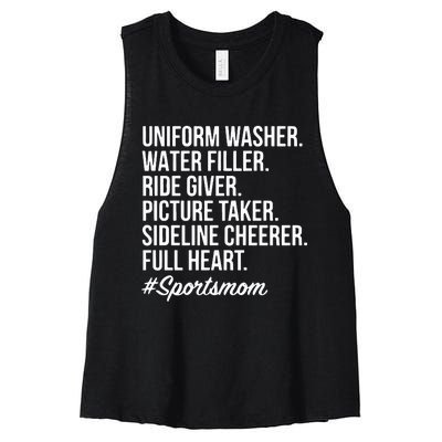 Sports Mom Uniform Washer Water Filler Baseball Mom Women's Racerback Cropped Tank