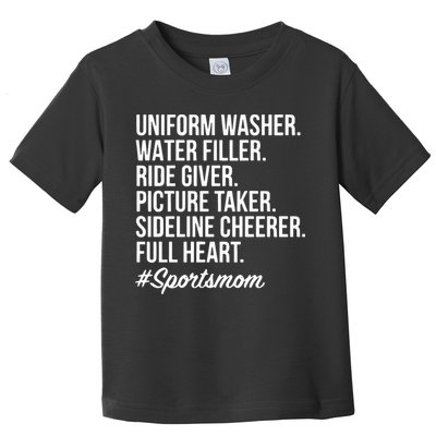 Sports Mom Uniform Washer Water Filler Baseball Mom Toddler T-Shirt