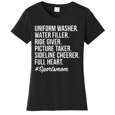 Sports Mom Uniform Washer Water Filler Baseball Mom Women's T-Shirt