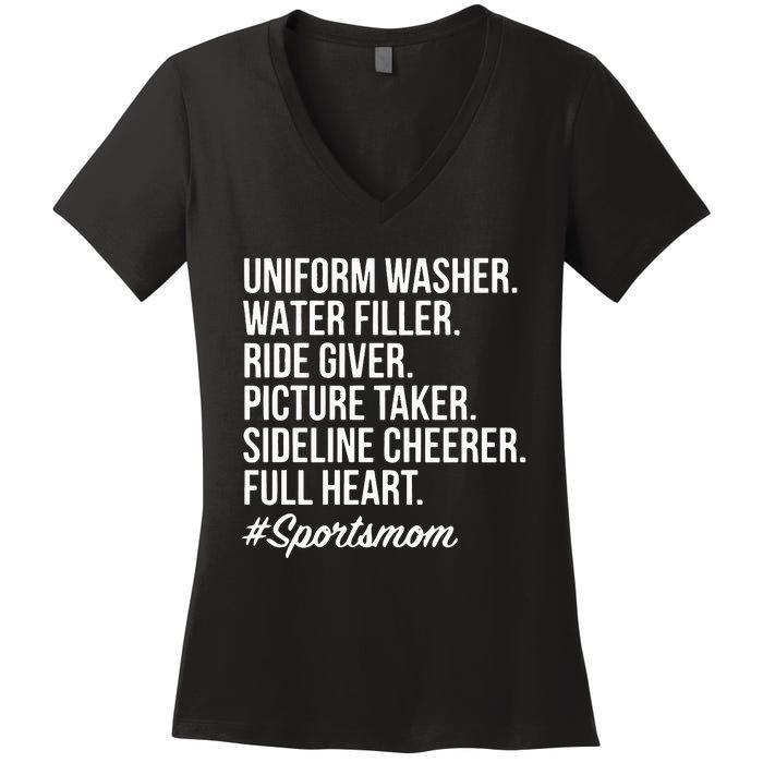 Sports Mom Uniform Washer Water Filler Baseball Mom Women's V-Neck T-Shirt