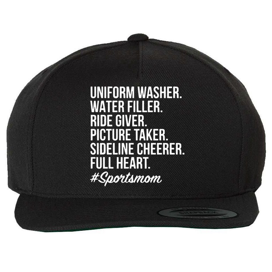 Sports Mom Uniform Washer Water Filler Baseball Mom Wool Snapback Cap