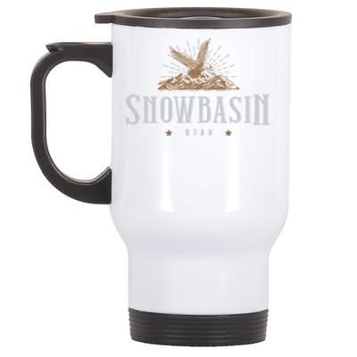 Snowbasin Mountains Utah Hiking Outdoors Eagle Cute Gift Stainless Steel Travel Mug