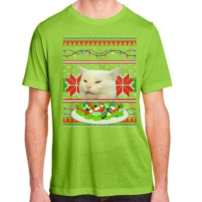 Smug Table Cat Meme Ugly Christmas Adult ChromaSoft Performance T-Shirt