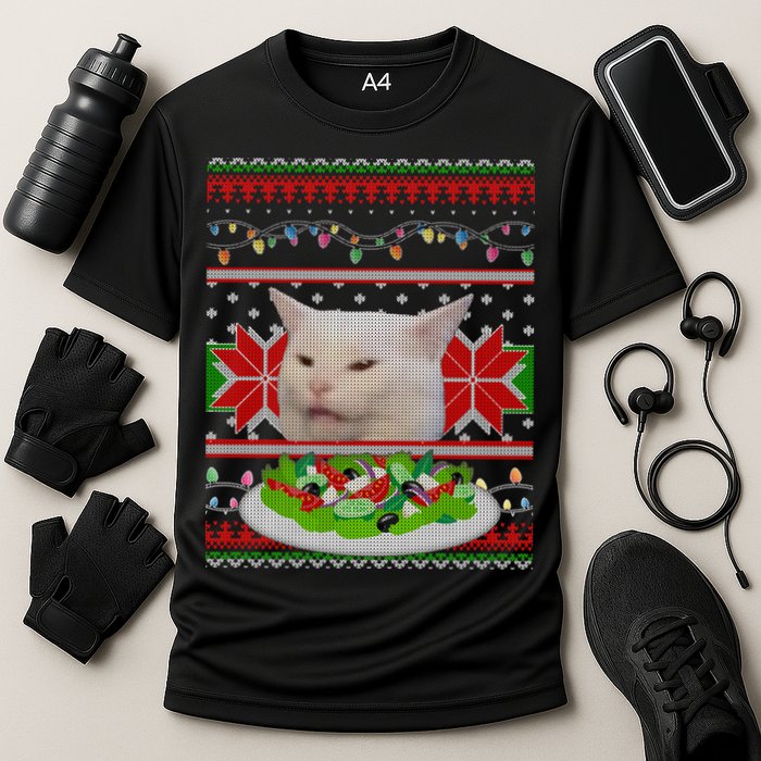 Smug Table Cat Meme Ugly Christmas Performance Shirt