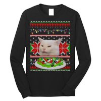 Smug Table Cat Meme Ugly Christmas Long Sleeve Shirt