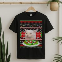 Smug Table Cat Meme Ugly Christmas T-Shirt