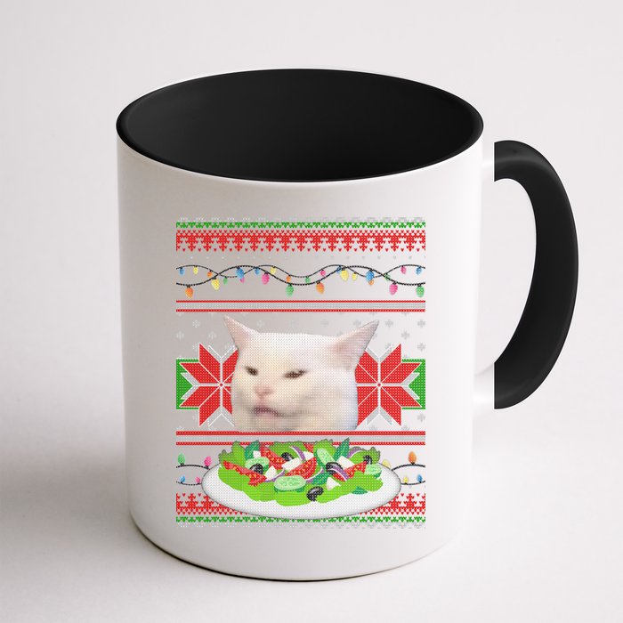 Smug Table Cat Meme Ugly Christmas Mug
