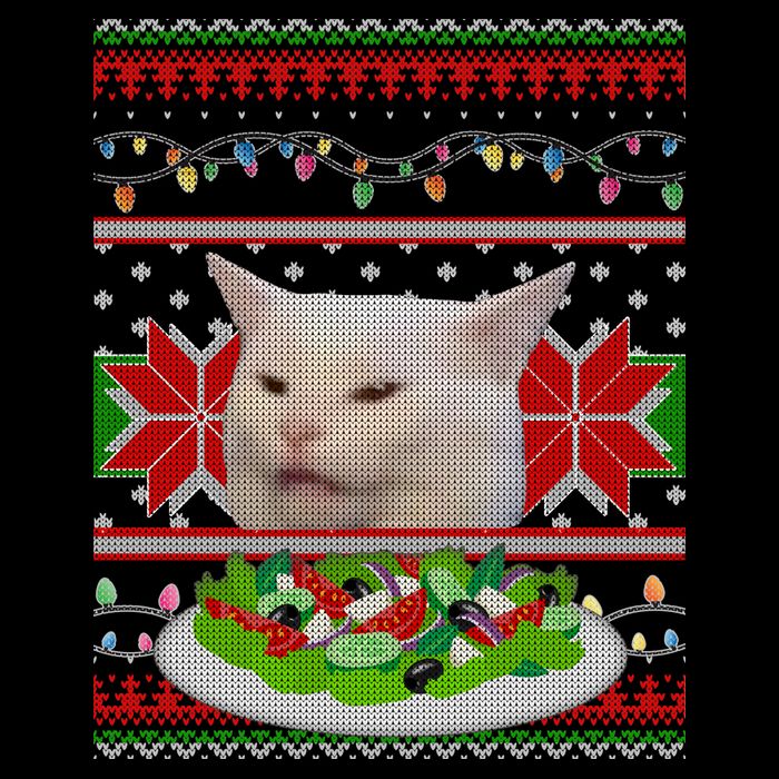 Smug Table Cat Meme Ugly Christmas Mug