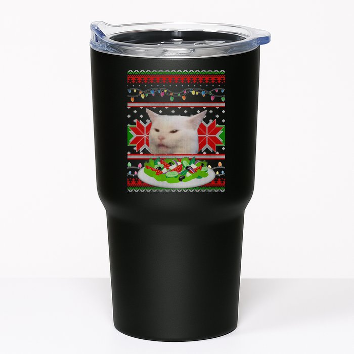 Smug Table Cat Meme Ugly Christmas Tumbler