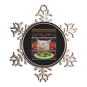 Smug Table Cat Meme Ugly Christmas Metallic Star Ornament