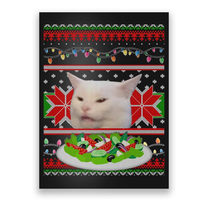 Smug Table Cat Meme Ugly Christmas Poster