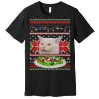 Smug Table Cat Meme Ugly Christmas Premium T-Shirt