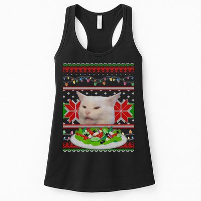 Smug Table Cat Meme Ugly Christmas Womens Tank Top
