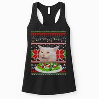 Smug Table Cat Meme Ugly Christmas Womens Tank Top
