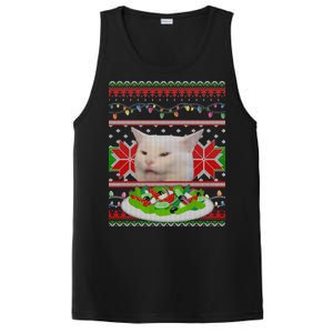 Smug Table Cat Meme Ugly Christmas PosiCharge Competitor Tank