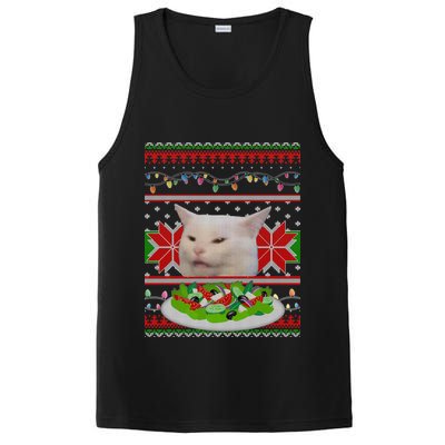 Smug Table Cat Meme Ugly Christmas PosiCharge Competitor Tank