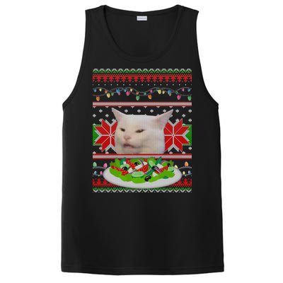 Smug Table Cat Meme Ugly Christmas PosiCharge Competitor Tank