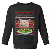 Smug Table Cat Meme Ugly Christmas Toddler Sweatshirt