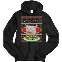 Smug Table Cat Meme Ugly Christmas Tie Dye Hoodie