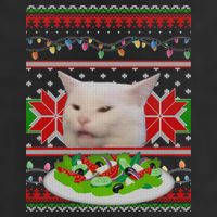 Smug Table Cat Meme Ugly Christmas Hat