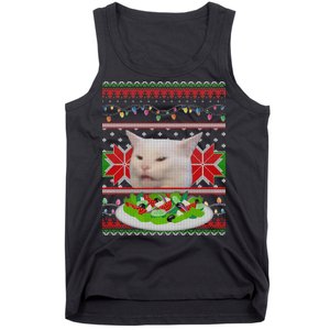 Smug Table Cat Meme Ugly Christmas Tank Top