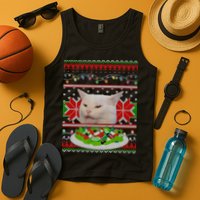Smug Table Cat Meme Ugly Christmas Tank Top