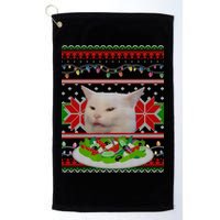 Smug Table Cat Meme Ugly Christmas Golf Towel