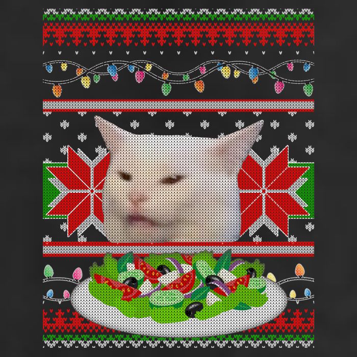 Smug Table Cat Meme Ugly Christmas Golf Towel