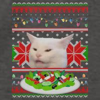 Smug Table Cat Meme Ugly Christmas Vector Backpack