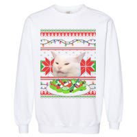 Smug Table Cat Meme Ugly Christmas Garment-Dyed Sweatshirt