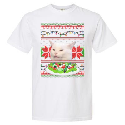 Smug Table Cat Meme Ugly Christmas Garment-Dyed Heavyweight T-Shirt