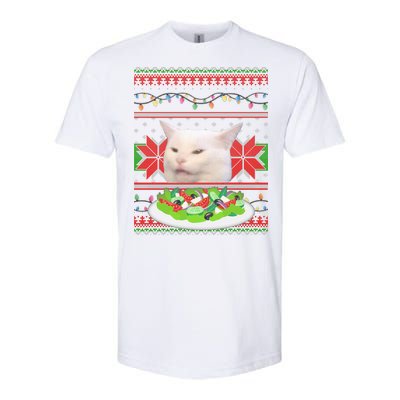 Smug Table Cat Meme Ugly Christmas Softstyle CVC T-Shirt