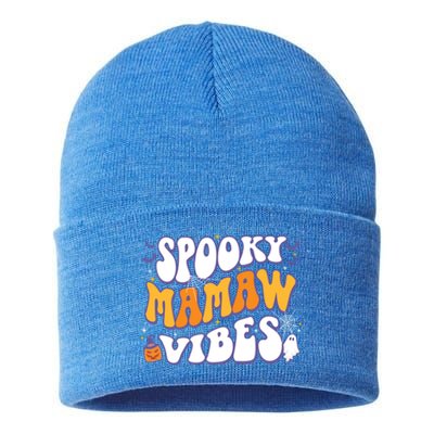 Spooky Mamaw Vibes Halloween Cool Gift Sustainable Knit Beanie