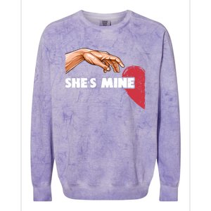 She's Mine Valentine's Day For Couples Heart Gift Colorblast Crewneck Sweatshirt