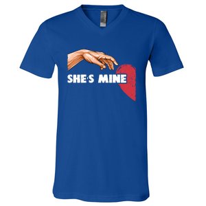 She's Mine Valentine's Day For Couples Heart Gift V-Neck T-Shirt