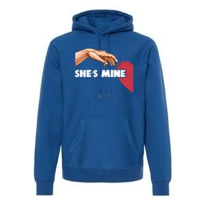 She's Mine Valentine's Day For Couples Heart Gift Premium Hoodie