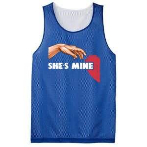 She's Mine Valentine's Day For Couples Heart Gift Mesh Reversible Basketball Jersey Tank