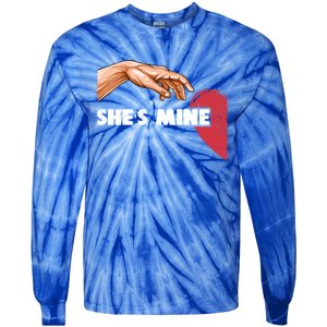 She's Mine Valentine's Day For Couples Heart Gift Tie-Dye Long Sleeve Shirt