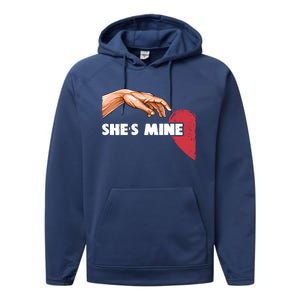 She's Mine Valentine's Day For Couples Heart Gift Performance Fleece Hoodie