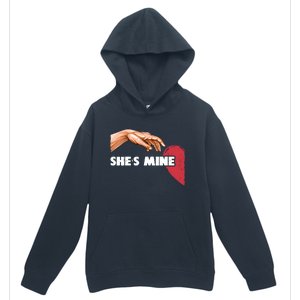 She's Mine Valentine's Day For Couples Heart Gift Urban Pullover Hoodie