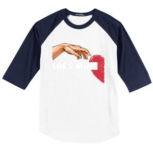 She's Mine Valentine's Day For Couples Heart Gift Baseball Sleeve Shirt