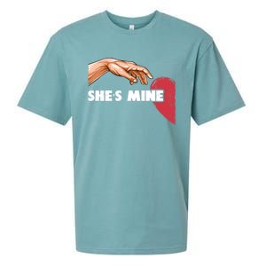 She's Mine Valentine's Day For Couples Heart Gift Sueded Cloud Jersey T-Shirt